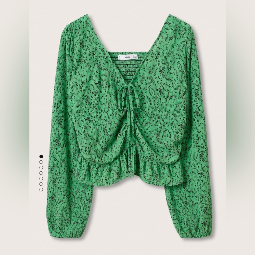 Mango Printed Ruched Shirt, Size S
